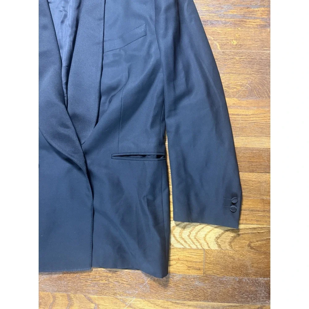 Vintage Canali Tuxedo Wool Peak Satin Lapel Black 1-Button Blazer Jacket 52R